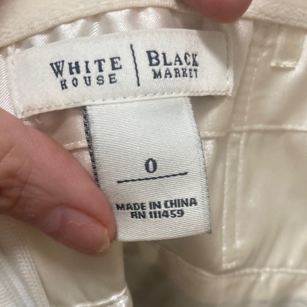 White House Black Market Strapless Cream Dress with Black Dot Print Size 0 - Picture 2 of 9